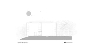 Desenho técnico elevação fachada leste projeto laboratório.